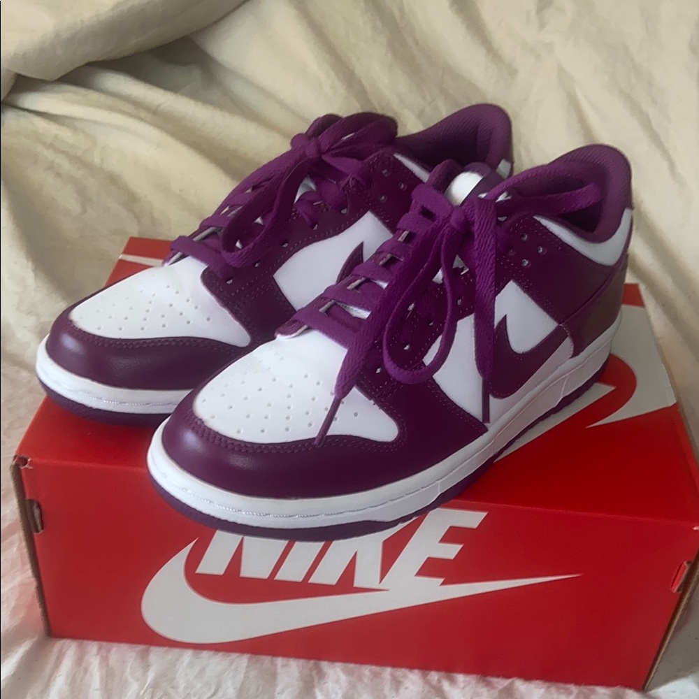 Size 7 Purple and White Nike Dunk Low